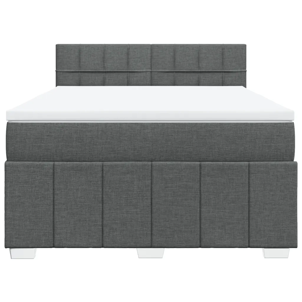 Giroletto a Molle con Materasso Grigio Scuro 160x200 cm Tessuto