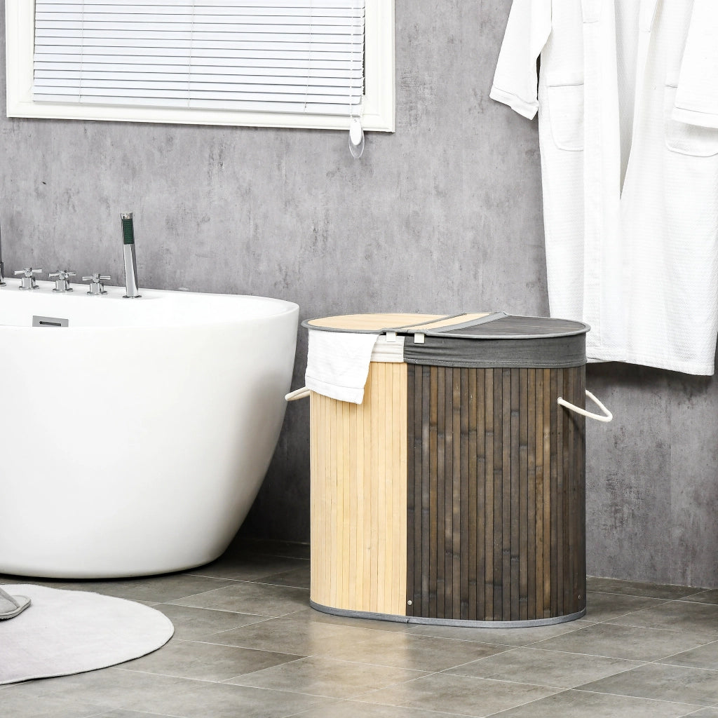 Cestino per bucato in bamb¨´ 100L ¨C zephmum ¨C grigio 62.5x37x60.5 cm