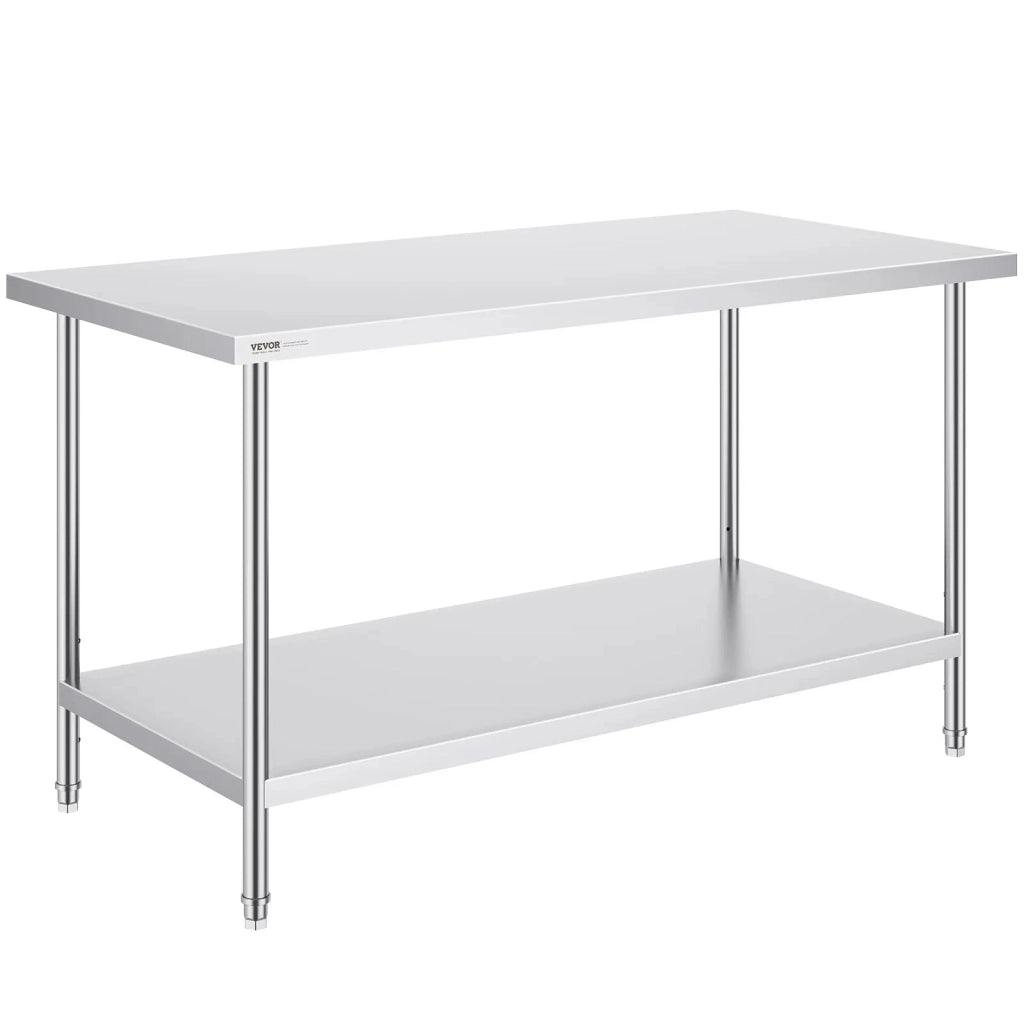 Tavolo Lavoro Acciaio Inossidabile 4 Rotelle 76 x 152 cm Ristoranti Tavolo