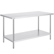 Tavolo Lavoro Acciaio Inossidabile 4 Rotelle 76 x 152 cm Ristoranti Tavolo