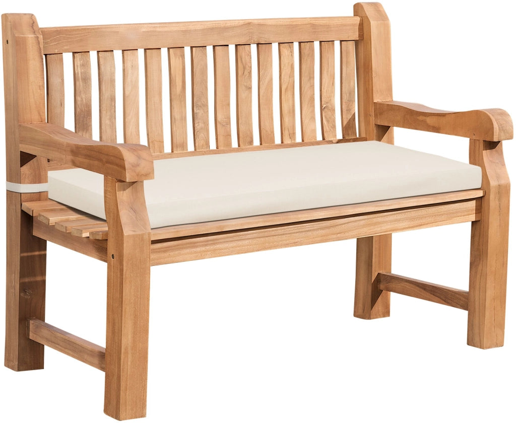 Panchina da Giardino in Teak Jackson con Cuscino crema,106x48x8 cm