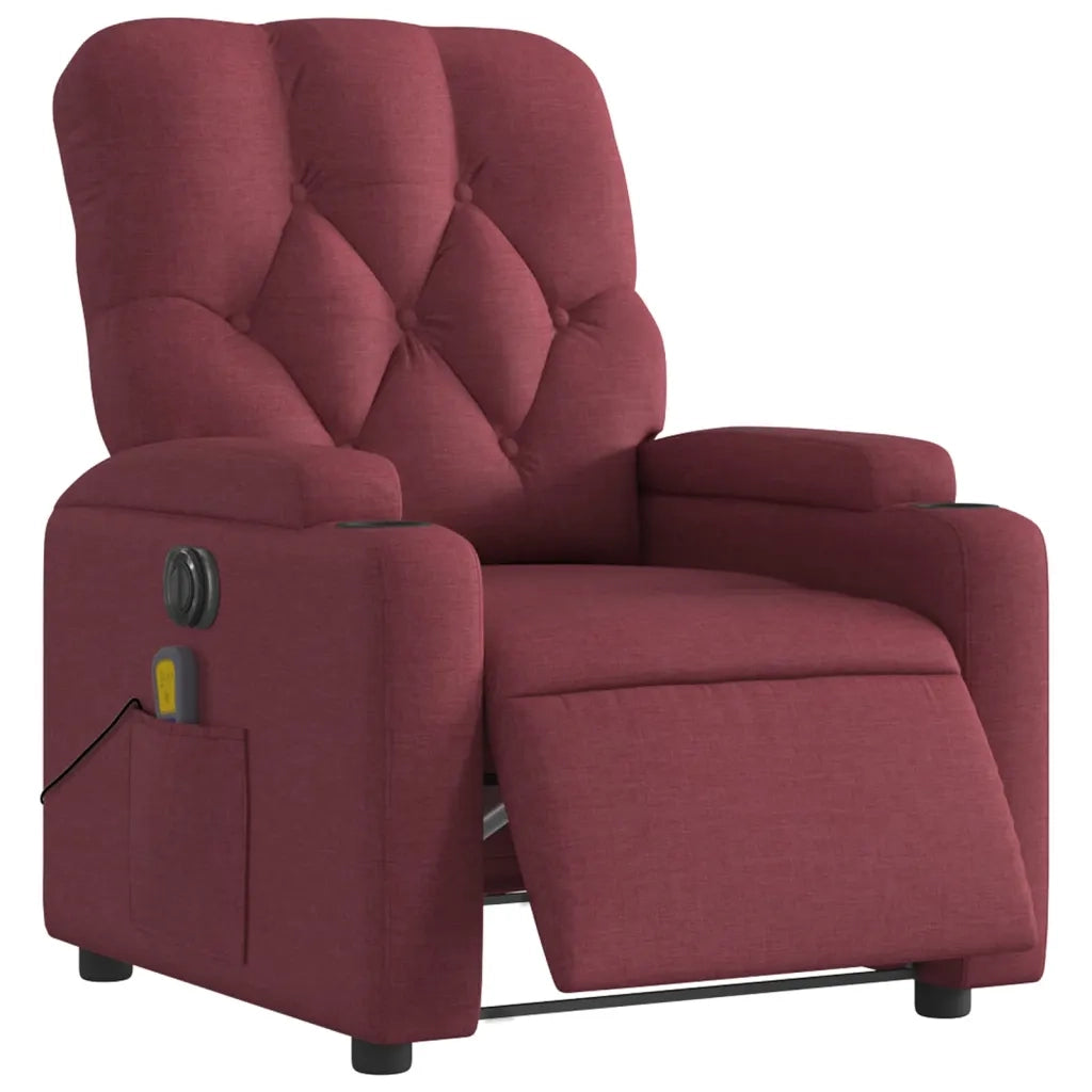 Poltrona Massaggiante | Sedia Relax Reclinabile Elettrica Rosso Vino Tessuto