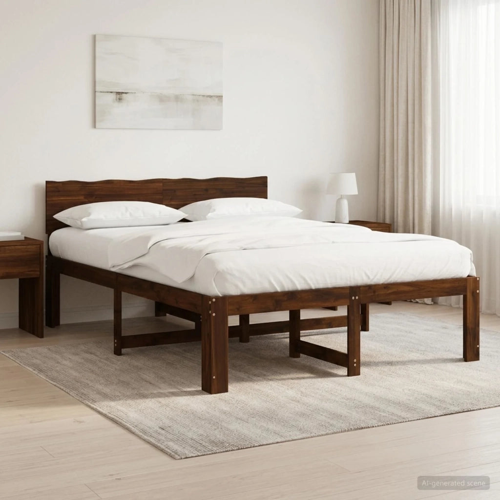 Letto matrimoniale con testiera ROSTOCK Marrone Scuro 903443