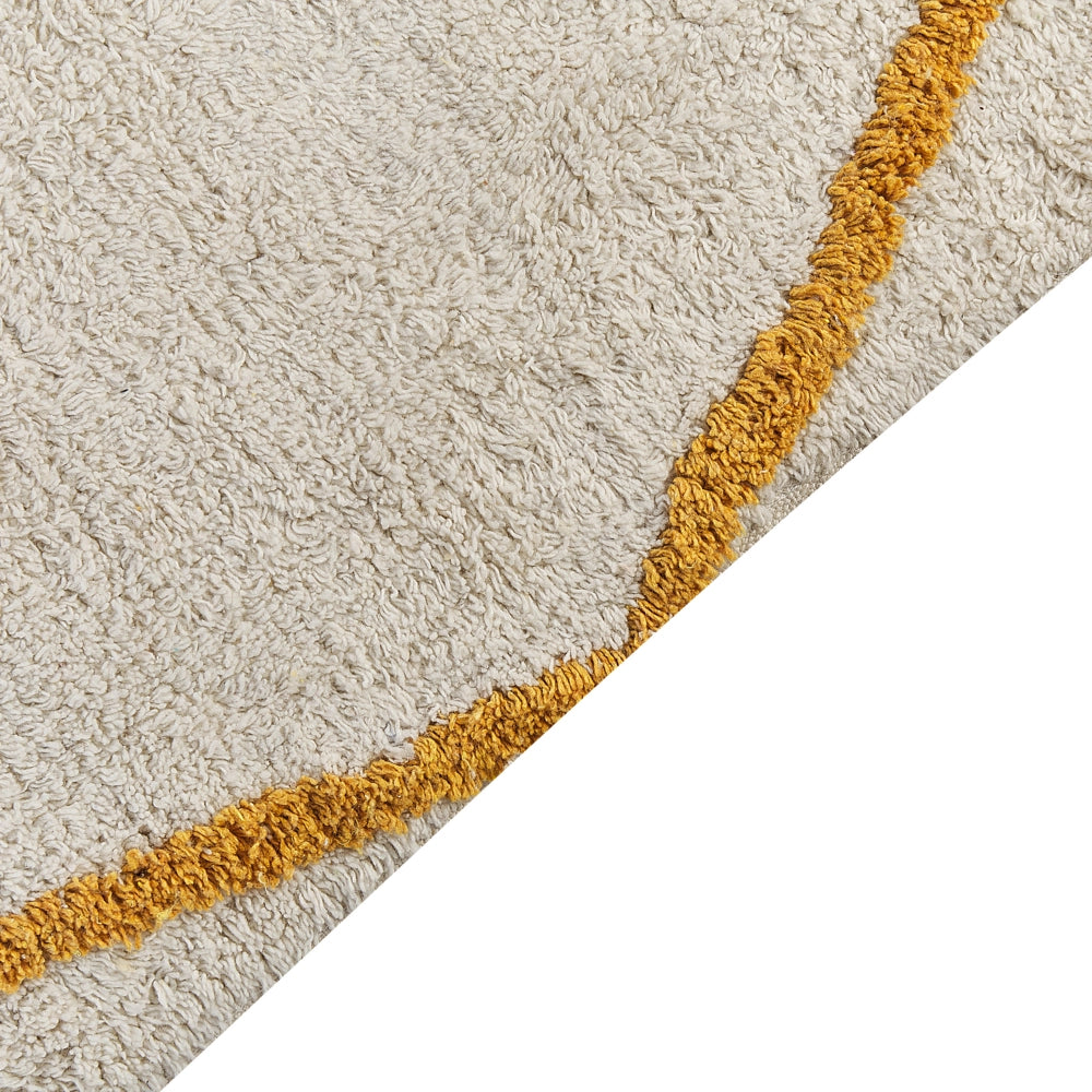 Tappeto in cotone bianco e giallo motivo a geometrico 160 x 230 cm camera da letto soggiorno ingresso