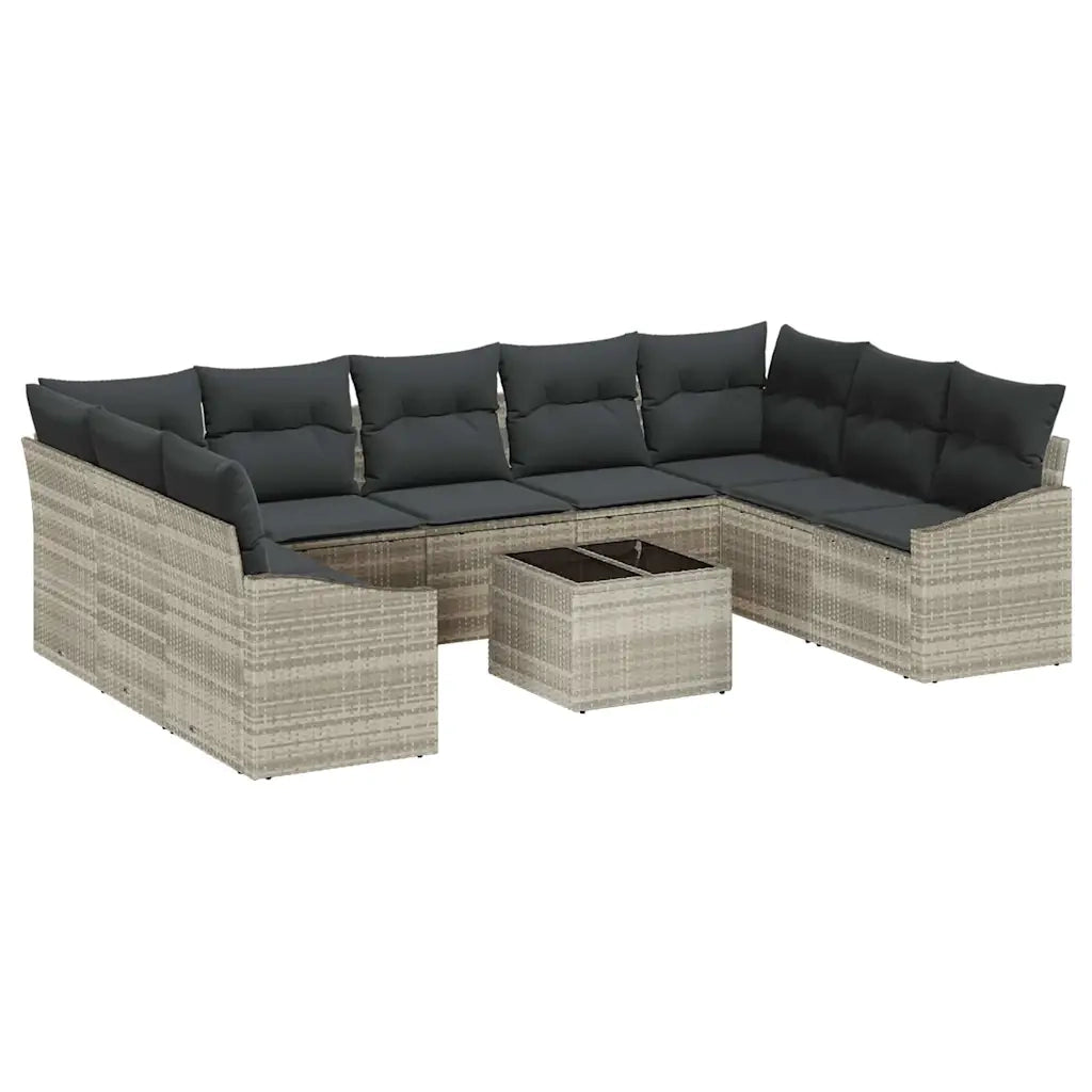 Set Divano da Giardino Grigio chiaro polyrattan