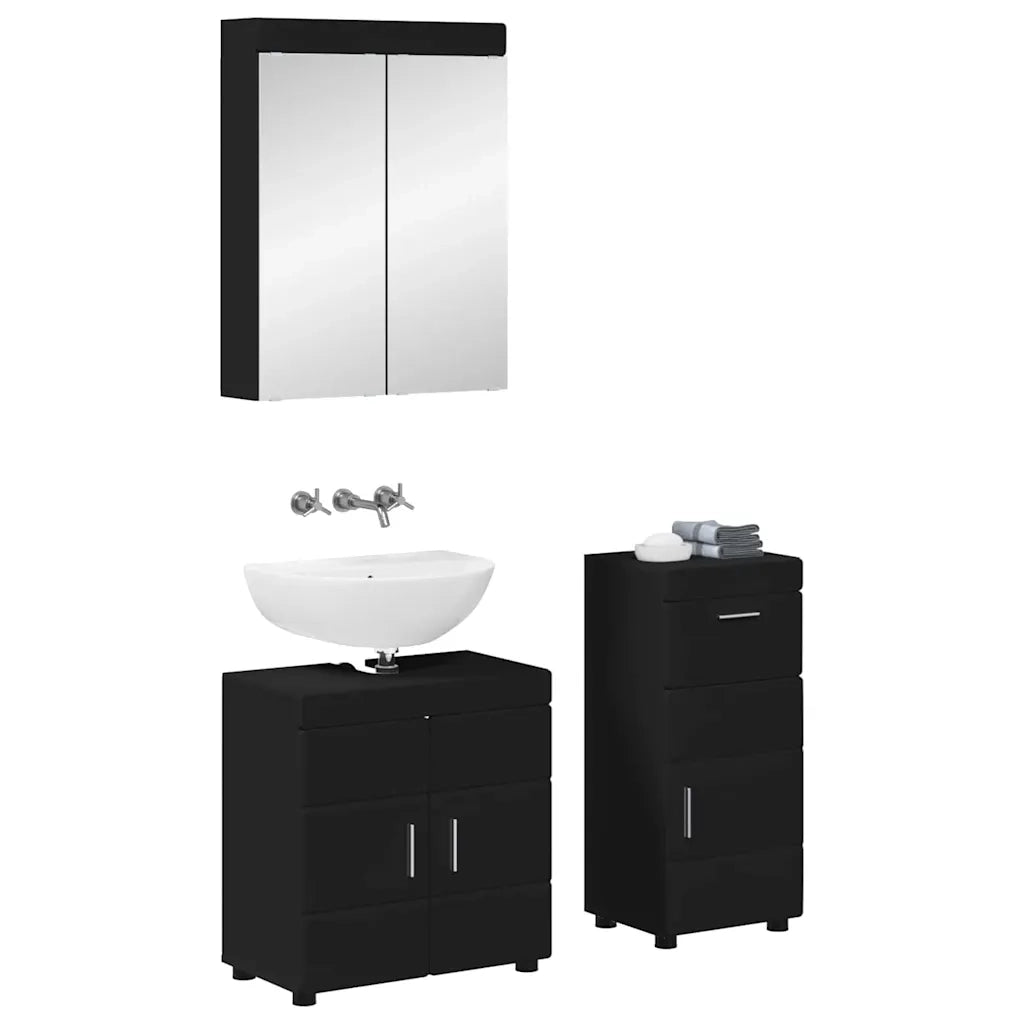 Set di mobili per il bagno TULUM 3 pcs Nero 60 x 34 x 63 cm 3398025
