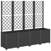 Fioriera rialzata per piante fiori terrazza giardino con traliccio 160 x 40 x 140 cm PP nero 02_0038265