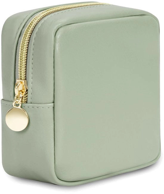 Borsa cosmetica miniatura, borsa trucco, piccola per borsa a mano, borsa trucco miniatura, borsa trucco portatile in PU pelle, con chiusura a zip, verde (patentato)