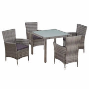 Set da Pranzo da Giardino 5 pz con Cuscini in Polyrattan Grigio 44072