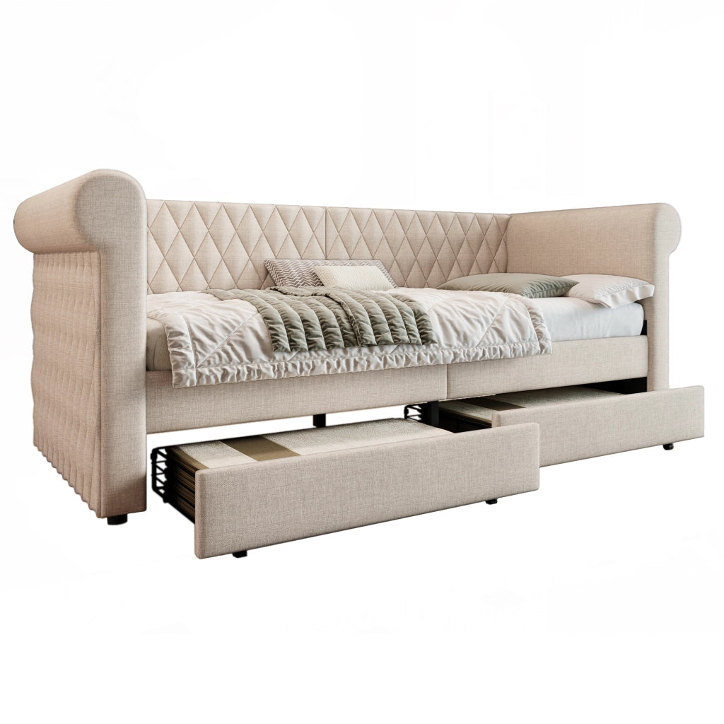 Letto con testata vintage divano letto in lino 90x200 cm