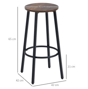 Set di 2 sgabelli da bar 42x42x65 cm con poggiapiedi; in compensato; marrone