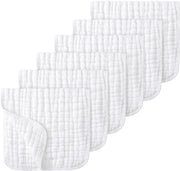 Set di tovaglioli per neonati 6 pezzi - 20" x 10" - Estremamente delicati e assorbenti, 6 strati 100% cotone per spugnare e pulire - Tovaglioli delicati per neonati, indispensabili per bambini nuovi nati, bianchi