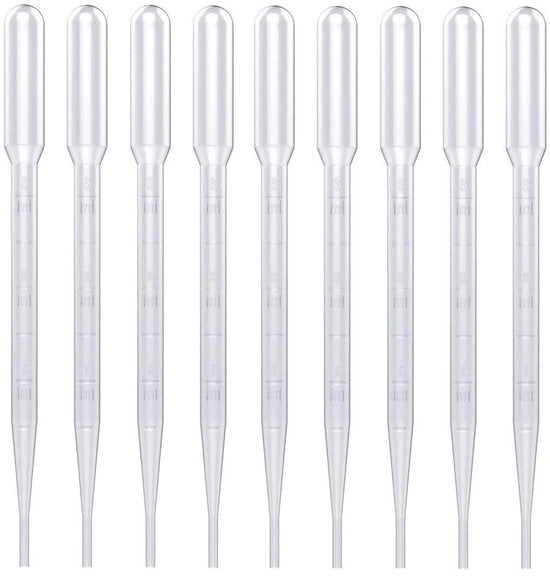 Pipette a 100 pezzi - Pipette di trasferimento in plastica - Pipette con scala graduata - Pipette per laboratorio - Ideali per liquidi - 3 ml