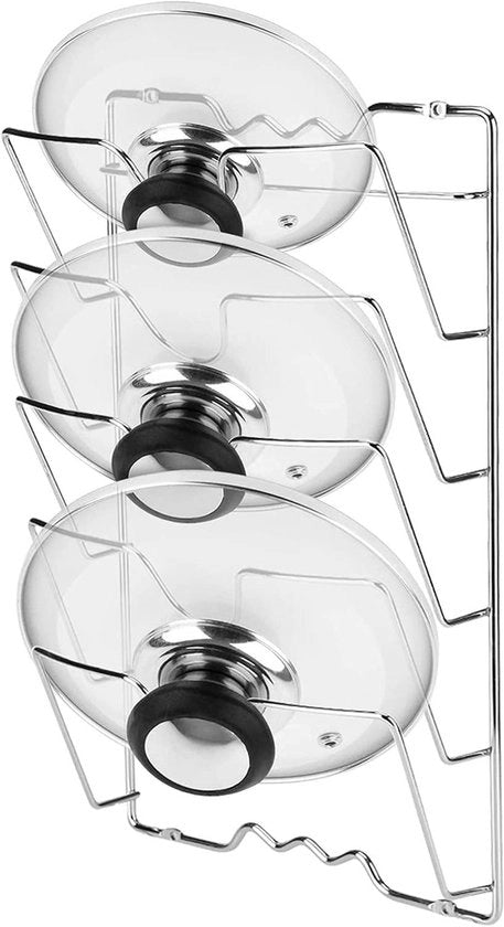 Sostegno verticale per pentole con 5 contenitori - Accessorio da cucina pratico per pentole - Sostegno per pentola da parete in metallo