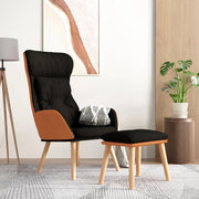 Poltrona Relax con Poggiapiedi Nero in Similpelle e Tessuto cod mxl 14213