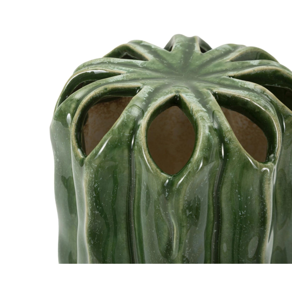 Vaso Decorativo VKH852, Verde, Ceramica, 11,5x11,5x23,5 cm