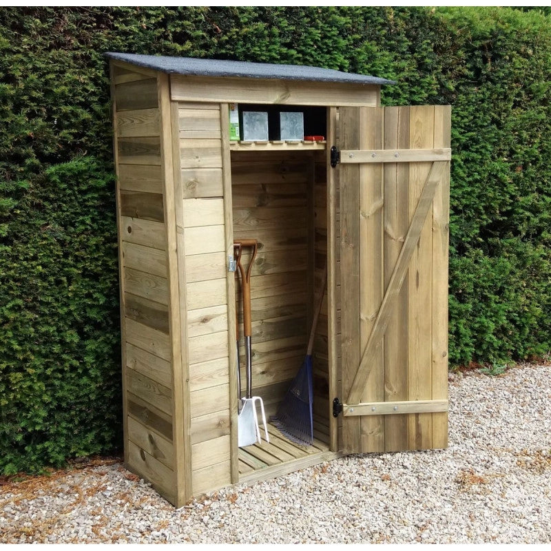 Armadio da giardino in legno trattato in autoclave 108x54 cm – con pavimento e anta singola – tetto bitumato – ARM1105A Foresta