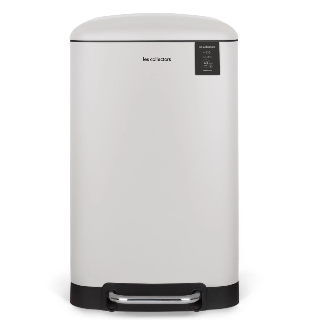 Les Collectors Pattumiera da cucina 40L, in acciaio inox, bianca
