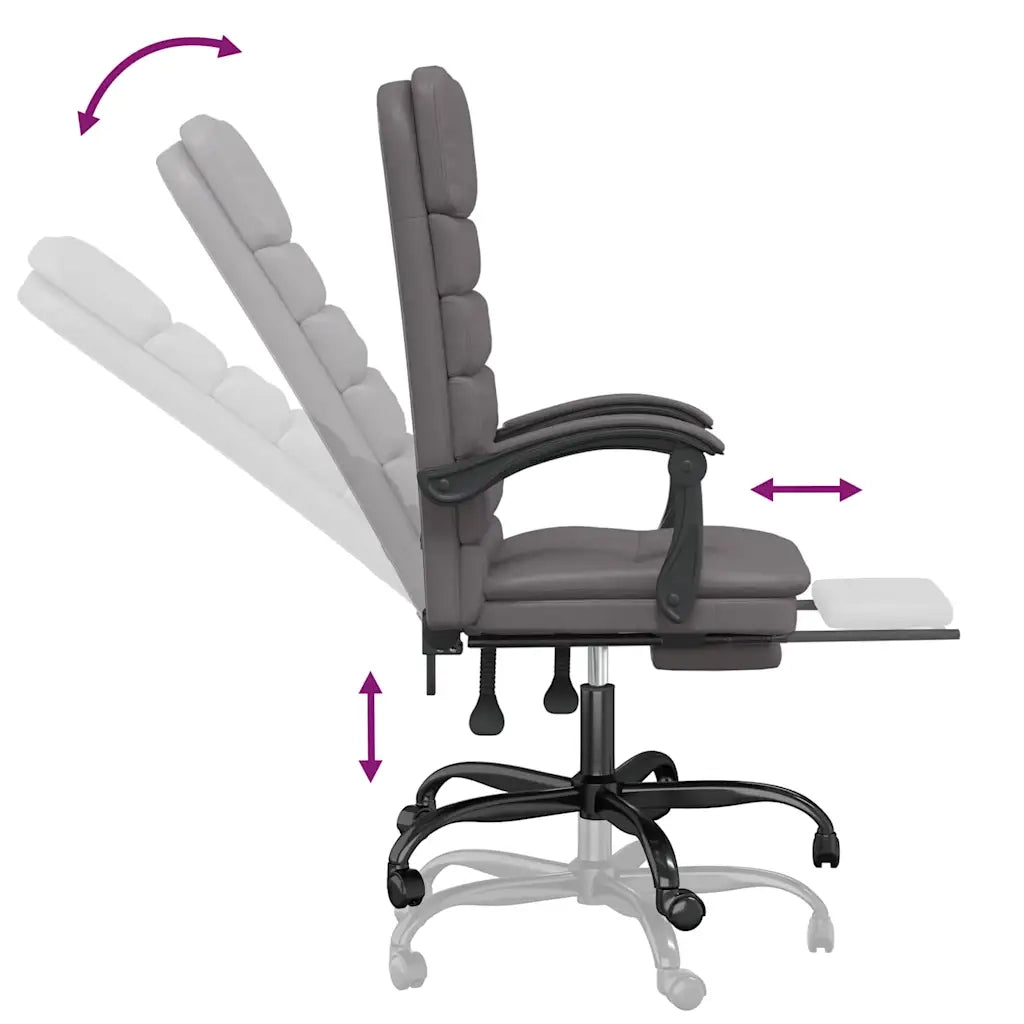 Sedia per studi-Poltrona da Ufficio Massaggiante Reclinabile Grigio Similpelle 695460