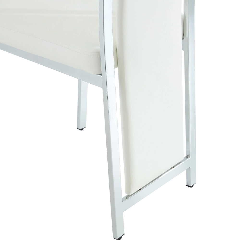 Set 4 Sedie da Pranzo in Ecopelle Bianca ¨C MINIMAL ¨C Struttura Metallo Argento, 109 cm