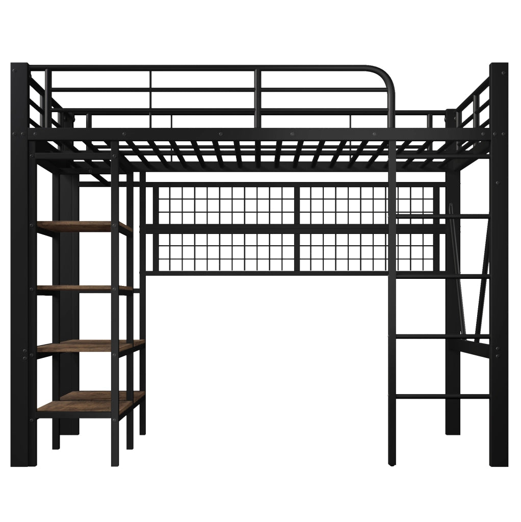 Letto a soppalco 90x200 cm con LED e vano portaoggetti