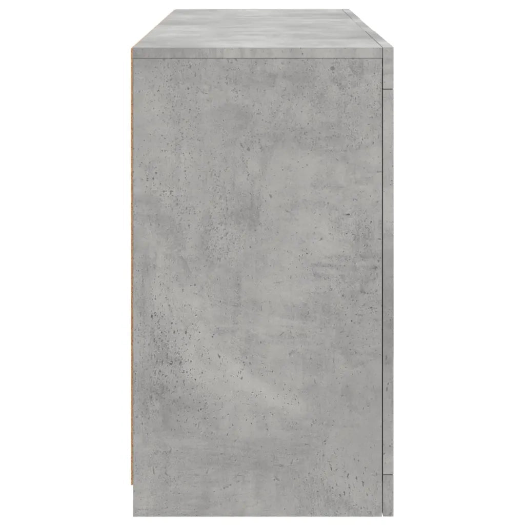Credenza con Luci LED-Buffet-Armadio da cucina Grigio Cemento 123x37x67 cm 806973