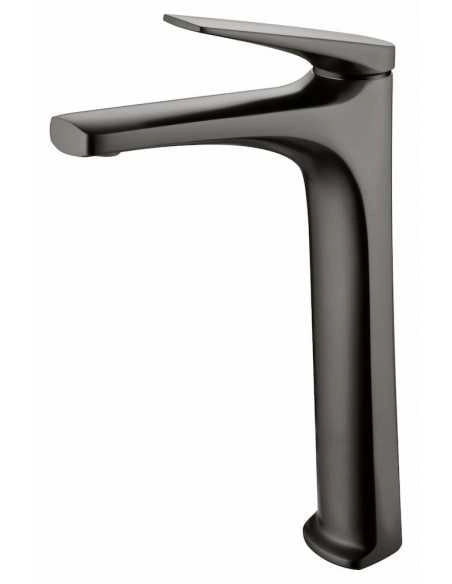 IMEX Miscelatore monocomando alto per lavabo in ottone con finitura black gun metal cartuccia ceramica Ø28 mm set 2 flessibili 3-8 inclusi altezza 288 mm canna 175 mm – Modello BDD055-3BGM