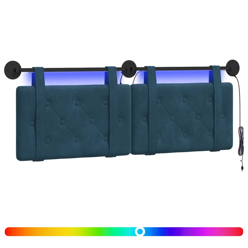 Testiera sospesa Con luce LED Blu Velluto 3424147