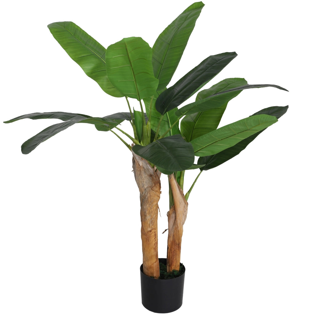 Pianta Artificiale di Banano Alta 120 cm con Vaso Incluso per Interni, Verde