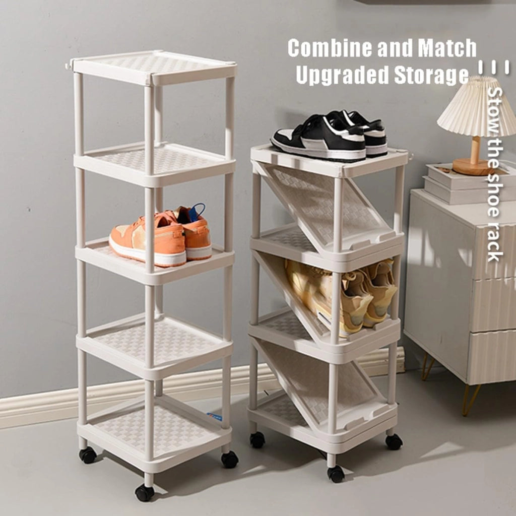 scarpiera Scarpiera Multistrato, Scaffale Alto per Scarpe Verticale per Ingresso con Puleggia Mobile, Supporto per Scarpiera per Armadio Stretto Corridoio Armadio Soggiorno, Motivo a Scacchiera