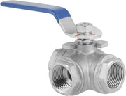 1 pezzo di Valvola a Sfera in Acciaio Inox 304 per 3 vie L Tipo, Interno, 1" DN25, Binnendraad