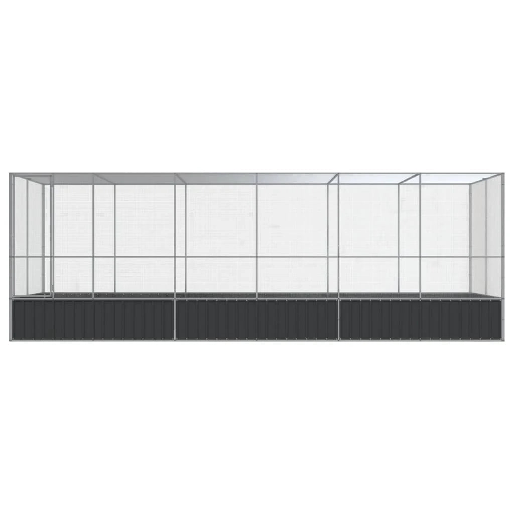Voliera a gabbia con estensione in argento 625 x 207 x 212 cm acciaio argento 02_0045659