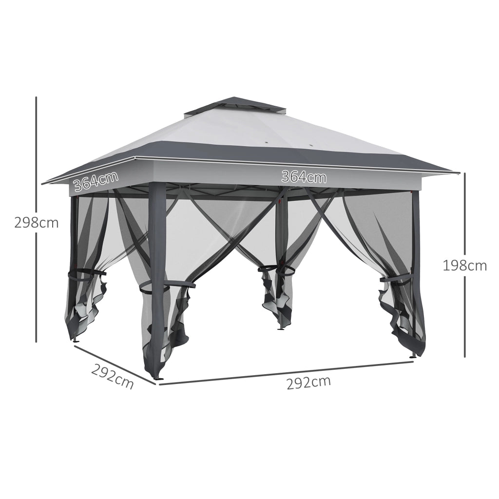 Gazebo da giardino pieghevole con zanzariere e sacco a rotelle ¨C Zephmum ¨C Grigio