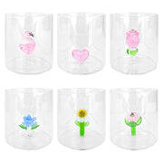 Set 6 Bicchieri 3D In Vetro Borosilicato 36 CL In ResistentI Con Figura All'interno Bicchiere Design Moderno Cucina Certificati Contatto Alimentare Lavastoviglie  Wild