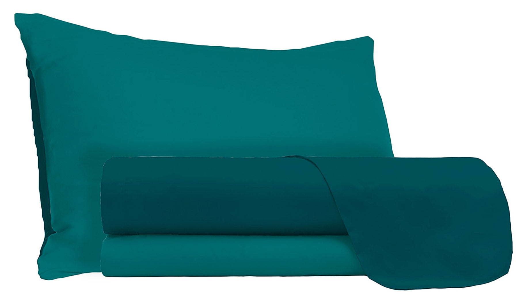 Set Lenzuola Sopra Sotto e Federe Doubleface Verde Petrolio/Verde Bottiglia 1 Piazza e Mezzo