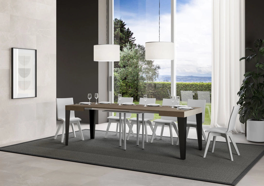 Tavolo allungabile 90x90/246 cm Flaris tortora gambe antracite