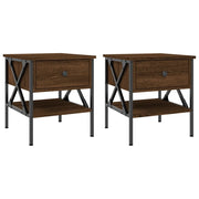 Set di 2 Comodini | Armadio da Notte | Mobiletto da notte Rovere Marrone 40x42x45 cm in Legno Multistrato