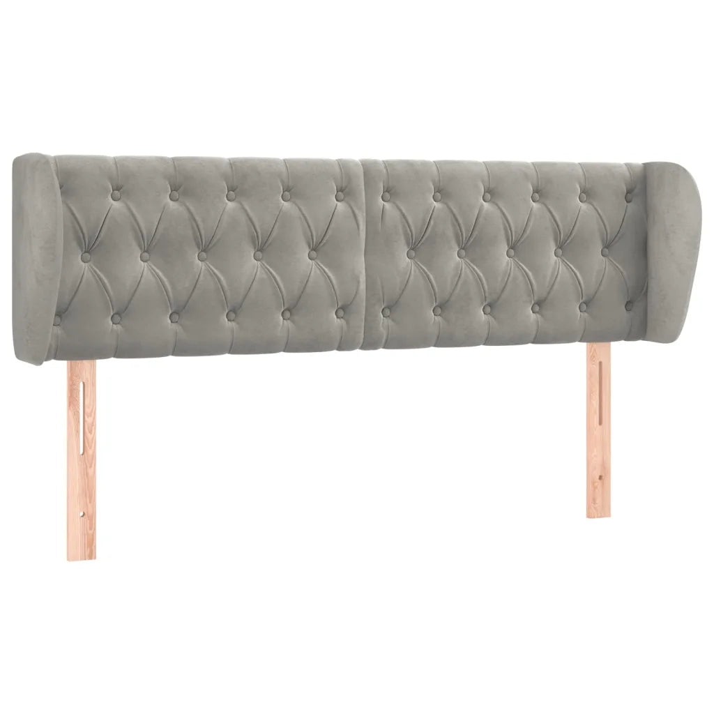 Testiera | Testata ad Orecchio Grigio Chiaro 163x23x78/88 cm in Velluto