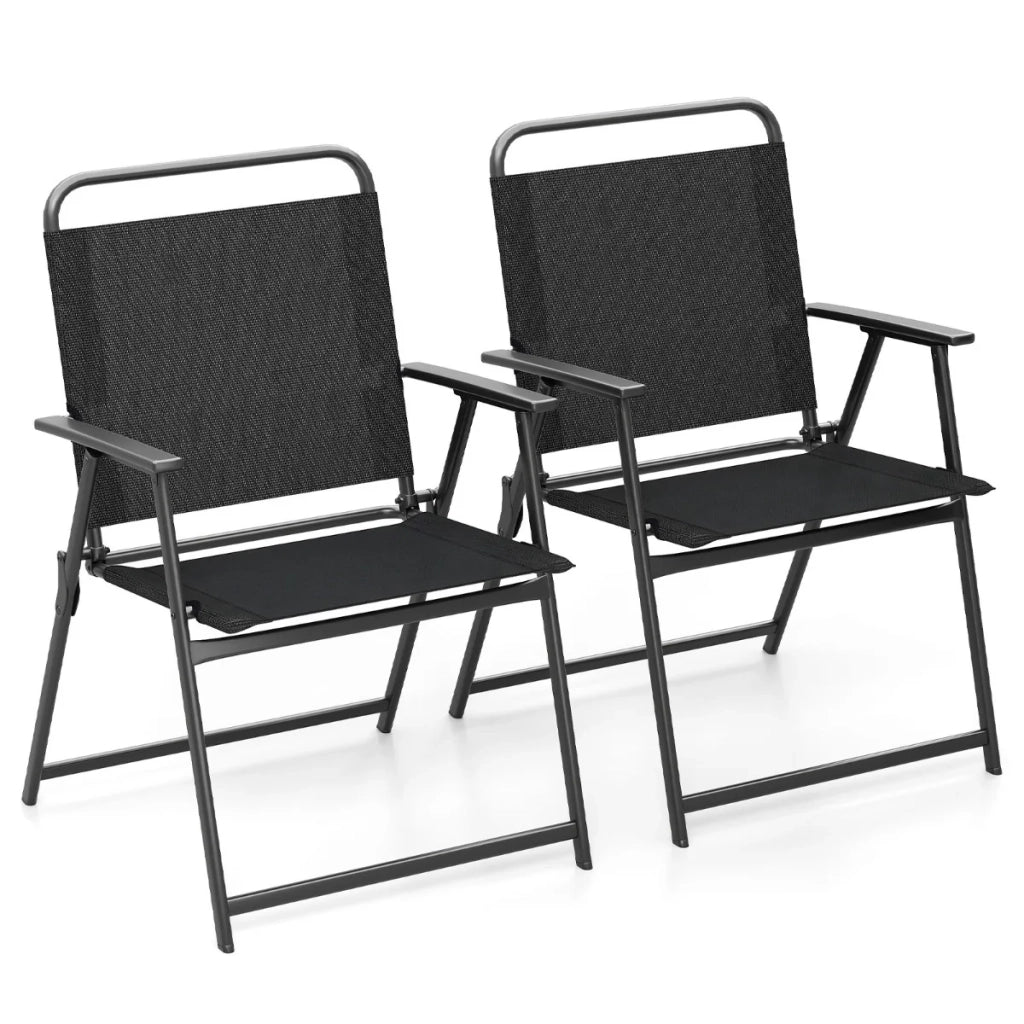 Set di 2 sedie da giardino pieghevoli 57 x 55 x 83 cm comfort ottimizzato e design leggero in tessuto traspirante nero 20_0011774