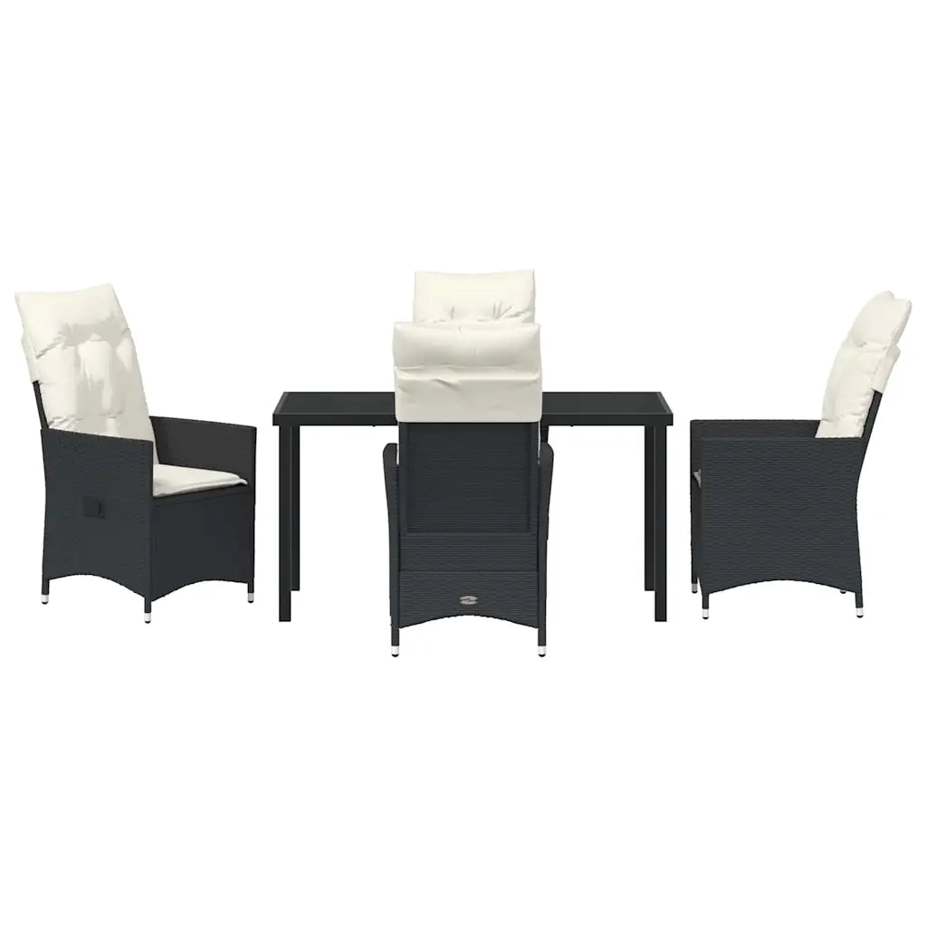 Set da Pranzo per Giardino con cuscino 5 pcs Nero polyrattan 3379536