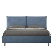 Letto Matrimoniale 160x210 cm con Rete e Contenitore Giroletto con Alzata Comoda Imbottito in Microfibra Appia Blu