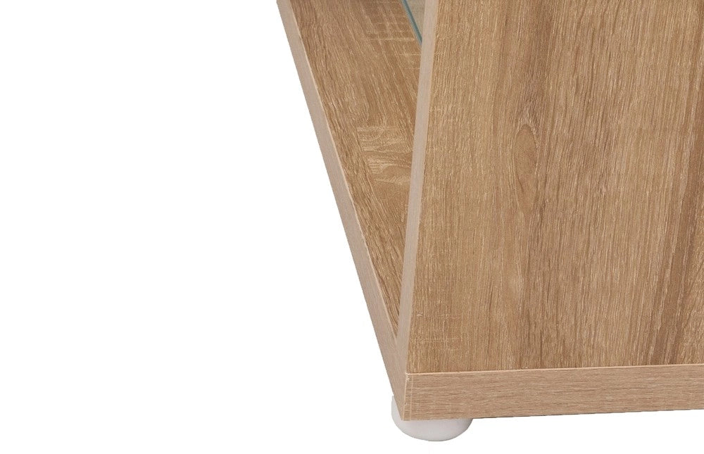 Mobile TV con LED ¨C Xylo ¨C Bianco Lucido e Legno con Ante in Vetro