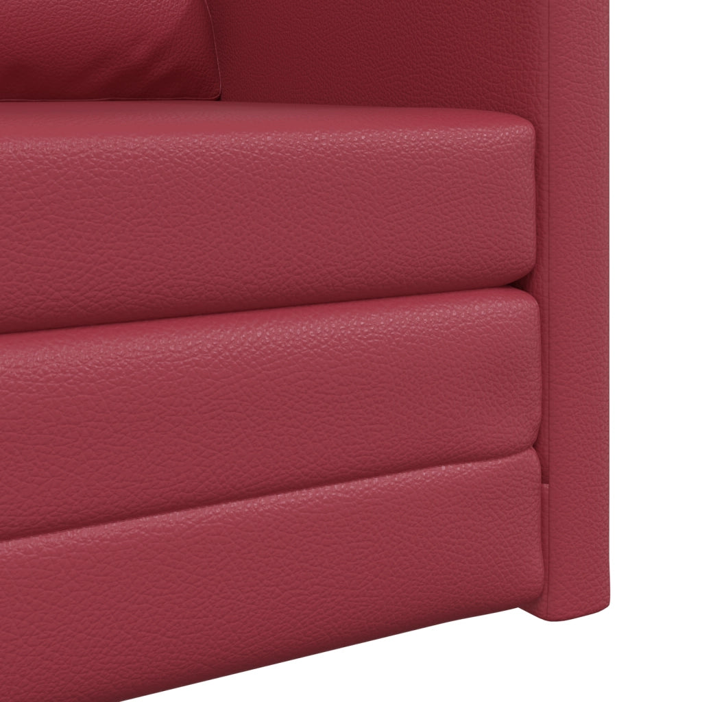 Divano Letto 2-in-1 Rosso Borgogna 74x77x81 cm Ecopelle