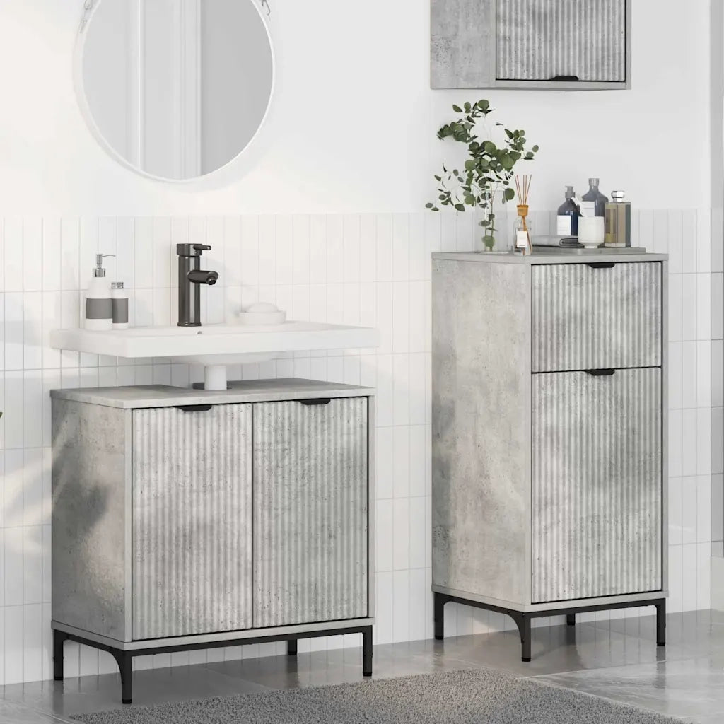 Set di mobili per il bagno con cassetto 2 pcs Grigio cemento 3393096