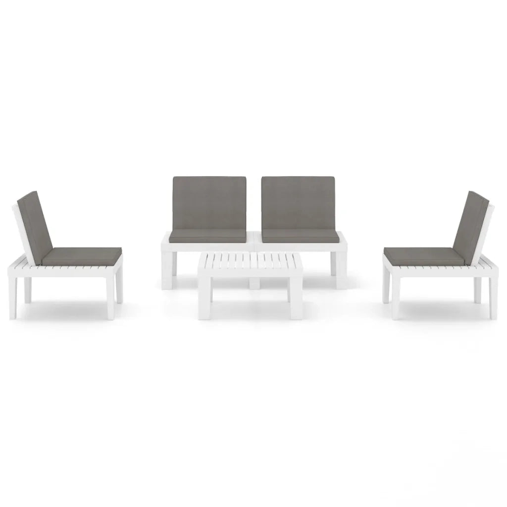 Set Divani da Giardino con Cuscini 4 pz in Plastica Bianco cod mxl 39131