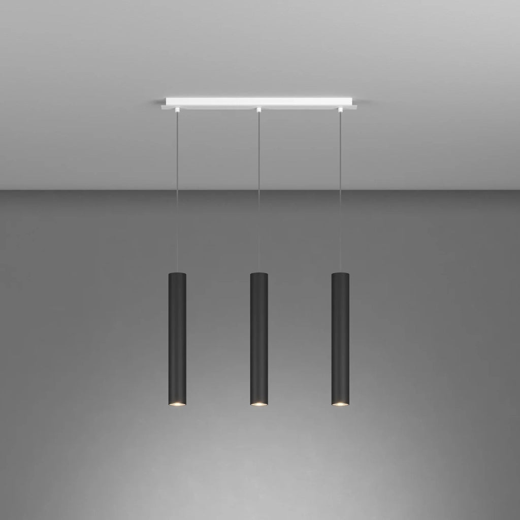 Lampadario Industrial-Minimal Xeana Metallo Bianco Nero 3 Luci Gu10