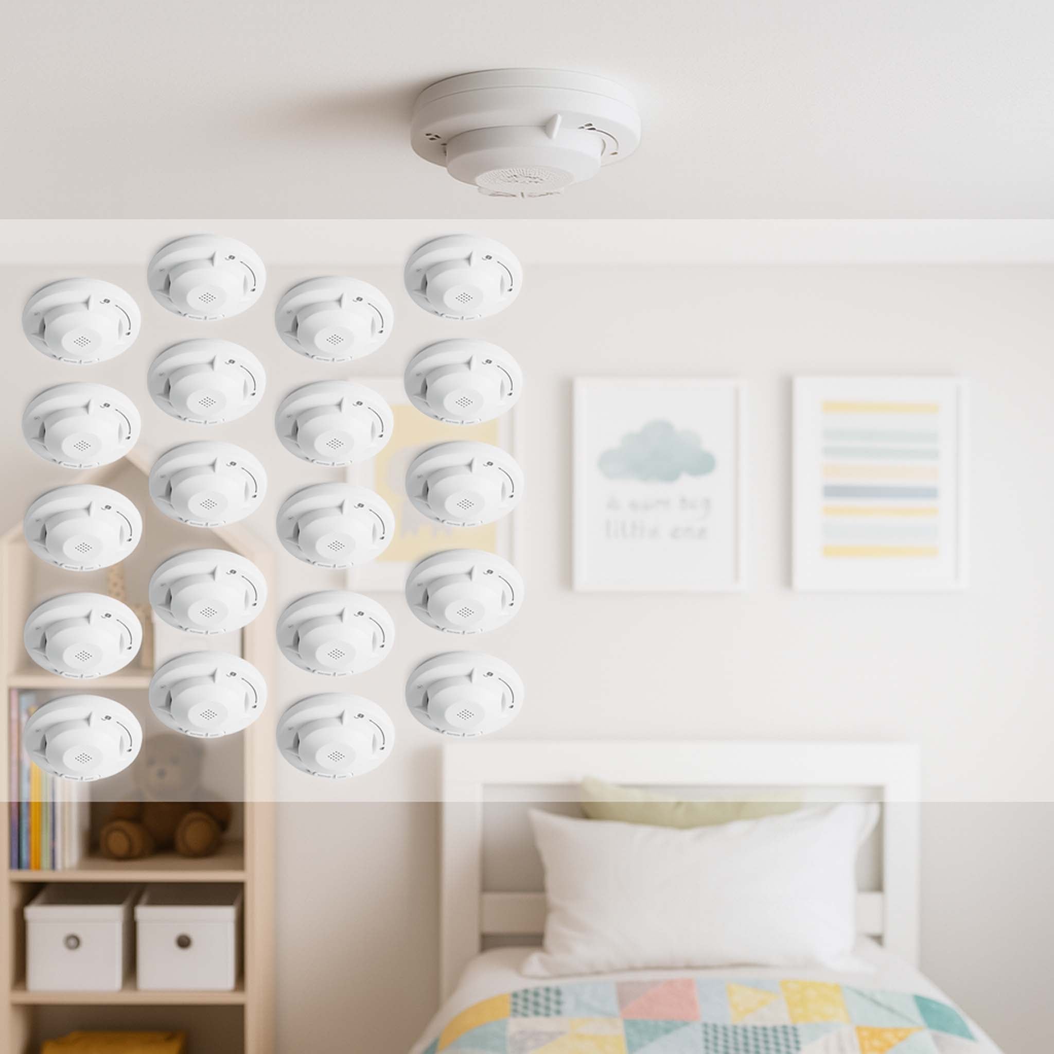 20x Rilevatore di fumo collegabili via radio Batteria da 20 anni e radio frequenza Allarme antincendio fotoelettrico da 820 dB per un'efficace protezione in appartamenti e case