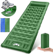 Matraccia autoinflante per campeggio - Letto aereodinamico - Comodo dormire - Pompa a pedale integrata - 13 cm di spessore - Verde