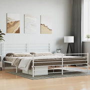 Giroletto con Testiera e Pediera-Struttura Letto Metallo Bianco 200x200 cm 203560