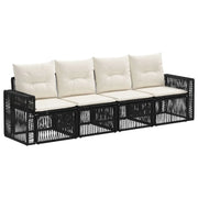 Set Divano da Giardino 4 pcs Nero e Bianco Crema polyrattan 3435046